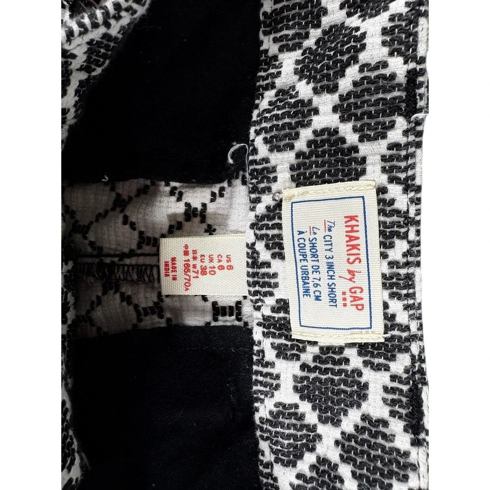 Vintage Gap Khakis Shorts Womens 8 Black White Geometric Midrise City Outdoors
